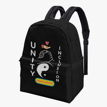 Load image into Gallery viewer, UNITY INCLUSION EQUAL RIGHTS BLACK Canvas Backpack