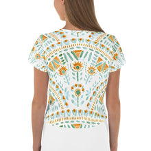Load image into Gallery viewer, White Green Orange All-Over Print Crop Tee