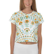 Load image into Gallery viewer, White Green Orange All-Over Print Crop Tee