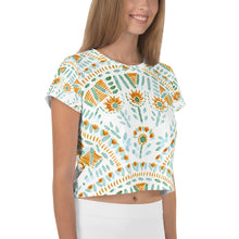 Load image into Gallery viewer, White Green Orange All-Over Print Crop Tee