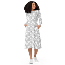 Load image into Gallery viewer, Peace Symbol long sleeve midi dress