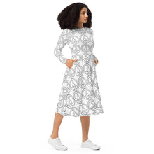 Load image into Gallery viewer, Peace Symbol long sleeve midi dress