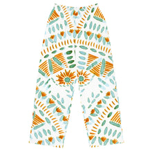 Load image into Gallery viewer, White Green Orange All-over print unisex wide-leg pants