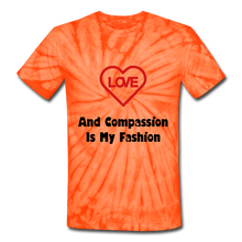 Load image into Gallery viewer, Unisex Tie Dye Love and Compassion T-Shirt - spider orange