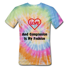 Load image into Gallery viewer, Unisex Tie Dye Love and Compassion T-Shirt - rainbow