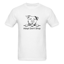 Load image into Gallery viewer, Black Letter White Tee Adopt Don't Shop Tee - white