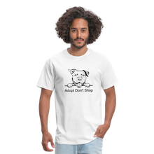 Load image into Gallery viewer, Black Letter White Tee Adopt Don't Shop Tee - white