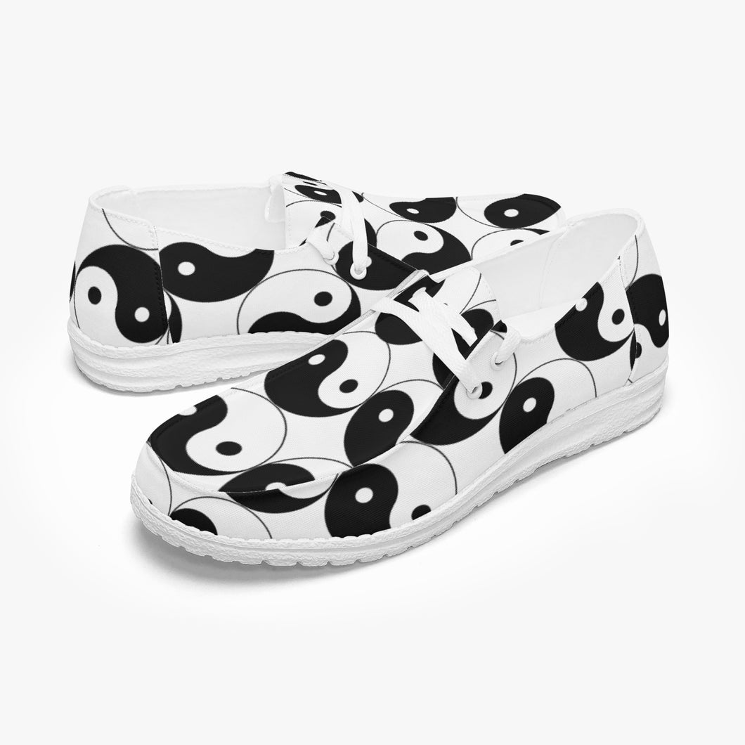 Yin Yang Canvas Lace-up Loafers