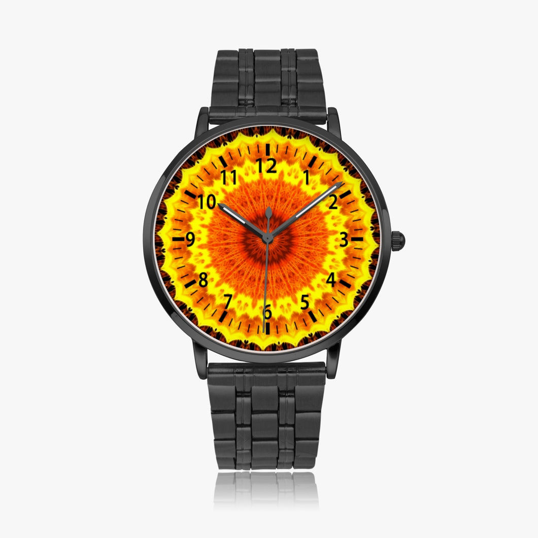 Sun Fire Mandala Steel Strap Quartz watch