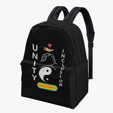 Load image into Gallery viewer, UNITY INCLUSION EQUAL RIGHTS BLACK Canvas Backpack
