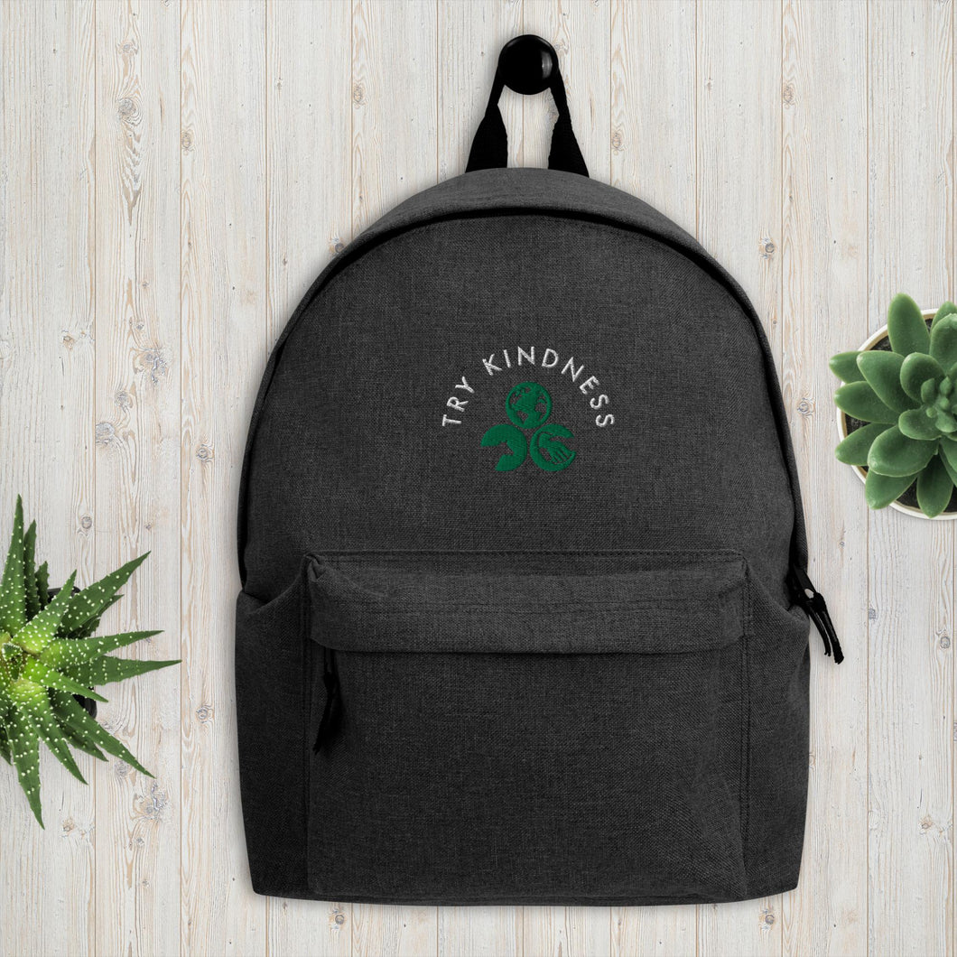 Try Kindness Embroidered Backpack