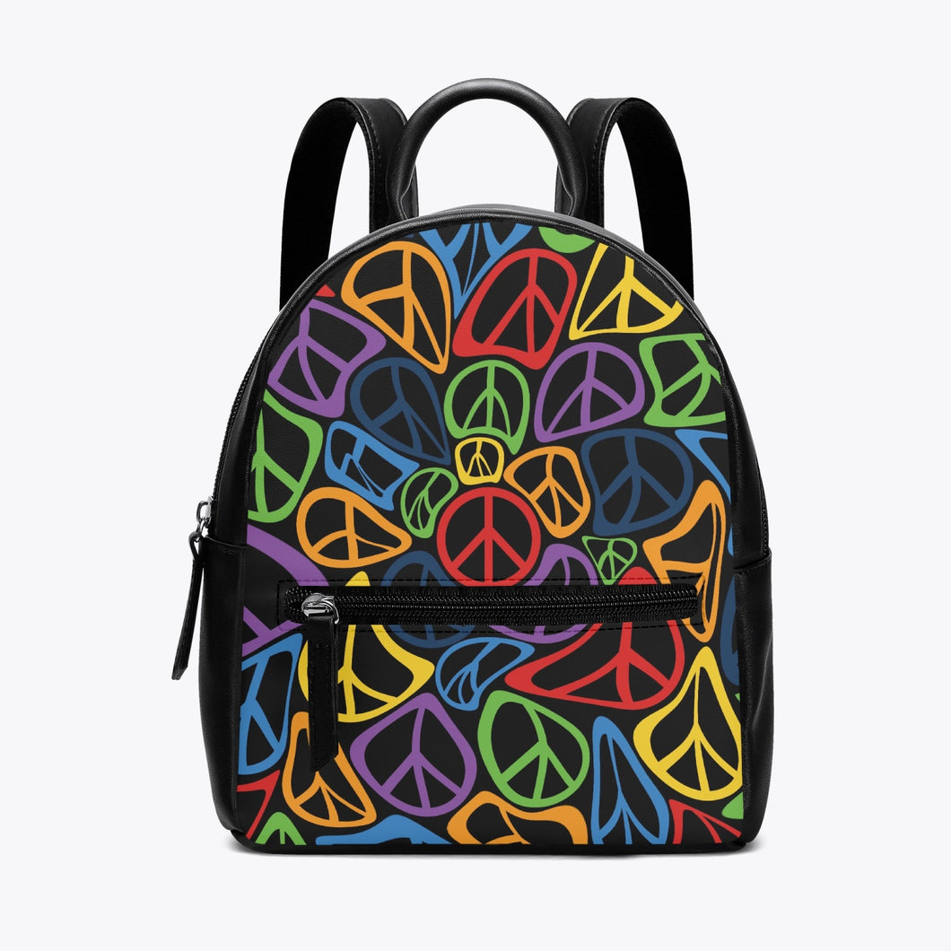 Peace Sign Unisex Synthetic PU Leather Backpack