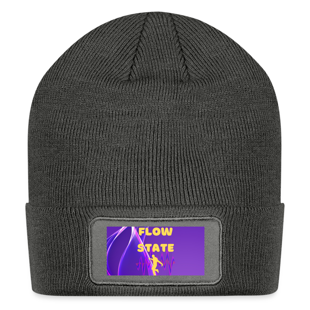 Flow State Patch Beanie - charcoal grey