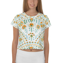 Load image into Gallery viewer, White Green Orange All-Over Print Crop Tee
