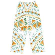 Load image into Gallery viewer, White Green Orange All-over print unisex wide-leg pants
