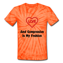 Load image into Gallery viewer, Unisex Tie Dye Love and Compassion T-Shirt - spider orange
