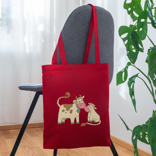 COW AND CALF Tote Bag - red