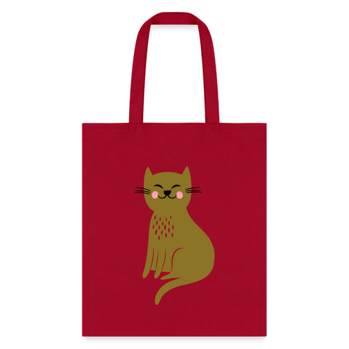 HAPPY CAT Tote Bag - red